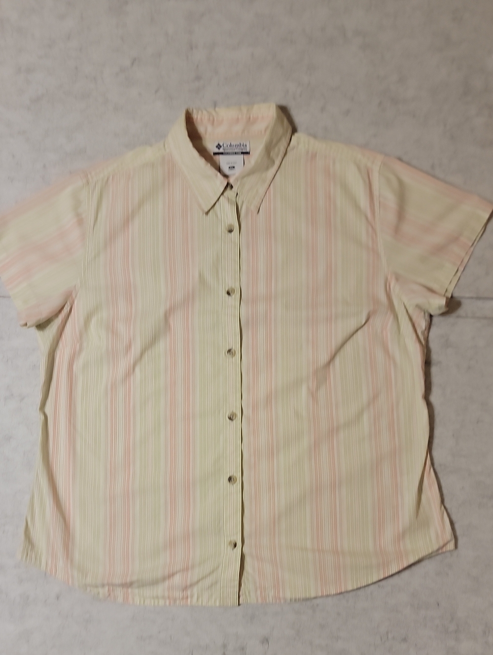 Columbia Women's XL Striped Button Down Shirt SS Stretch Cotton Blen